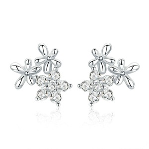 Silver plating Gypsophila Star Flower Stud Earrings for Women Jewelry