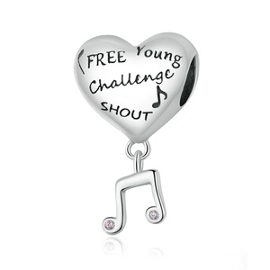 Silver plating Heart and Musical Notes Charm for Bracelet Jewelry DIY Bangle