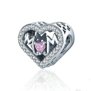 Silver plating Heart MOM Letter Charm Fit Charm Bracelet DIY Jewelry Mother Gift