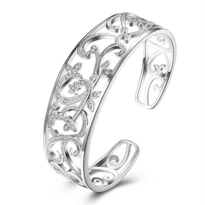 Silver plating Hollow Branch Bracelets & Bangles for Women Elegant Lady Gift Jewelry