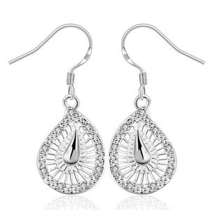 Silver plating Hollow Water Drop/Raindrop Shape Earrings Charm Women Jewelry Fashion Wedding Engagement Party Gift