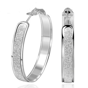 Silver plating Hoop Earring for Women Round Circle Earrings Jewelry Gift