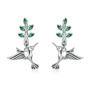 Silver plating Hummingbirds Greetings Bird Stud Earrings for Women Fashion Earrings Jewelry