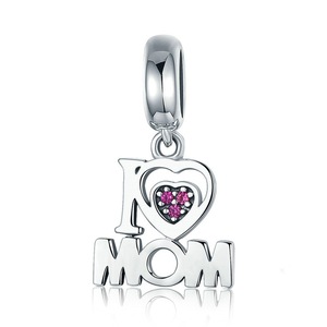 Silver plating I Love Mom Letter Pendant Charms Fit Bracelets Fashion Jewelry Mother Gift