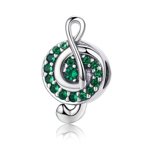 Silver plating I Love Music, Green Dynamic Music Note Beads Fit Charm Bracelet Beads & Jewelry