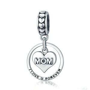 Silver plating I Love U Forever Mom Engrave Beads Fit Charm Bracelets & Bangles Jewelry Mother Gift