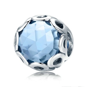 Silver plating Infinity Blue Round Beads Fit Charm Bracelets Necklaces Jewelry