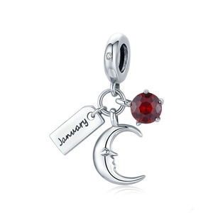 Silver plating January Birthstone Charm Fit Bracelets & Bangle Beads DIY Jewelry Charm