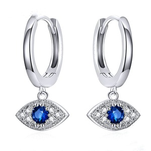 Silver plating Jewelry Blue Eye Drop Earrings for Women Wedding Fashion Jewelry