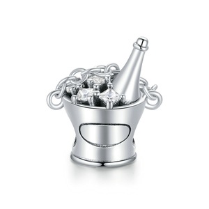 Silver plating Jewelry Champagne Bucket Charm for Beads Bracelet & Bangle DIY