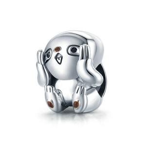 Silver plating Jewelry Cute Sloth Charm for Beads Bracelet & Bangle