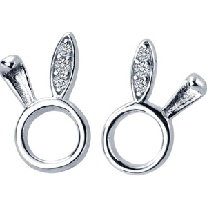 Silver plating Jewelry Fashion Cute Hollow Animal Rabbit Stud Earring Gift for Girl Teens Lady