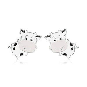 Silver plating Jewelry Gift with Cute COW Light Stud Earrings for Women Girls Gift Jewelry