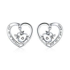 Silver plating Jewelry Gift with Cute Cow Light Stud Earrings for Women Girls Gift Jewelry