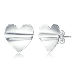 Silver plating Jewelry Silver Fold Hearts Stud Earrings for Women Girls Gift Jewelry Earring