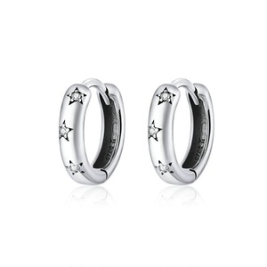 Silver plating Jewelry Spraking Star Minimalist Ear Hoops Earrings for Women Jewelry