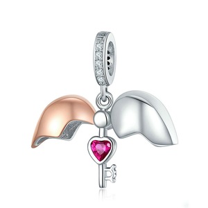 Silver plating Key of Heart Open & Close Pendant Fit Women Bracelets & Necklace DIY Jewelry