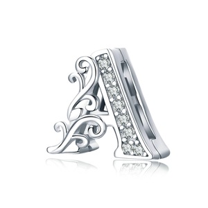 Silver plating Letter Alphabet A Clip Beads Charms Fit Reflexions Bracelets DIY Jewelry Accessories