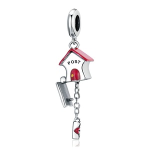 Silver plating Letter Box Post Fashion Charm for Bracelet Women DIY Jewelry
