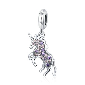 Silver plating Licorne Memory Pendant Colorful Animal Charms Fit Women Bracelets Necklaces Jewelry