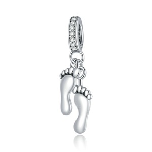 Silver plating Little Feet Charm for Bracelet & Bangle Women Beads Jewelry Pendant