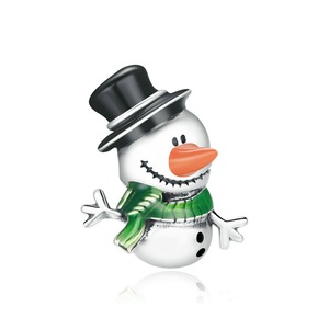 Silver plating Little Snowman Merry Christmas Charm for Original Bracelet Jewelry