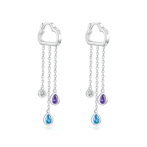 Silver plating Long Chain Dangle Earrings for Women Cloud and Rainy Hanging Earing Jewelry