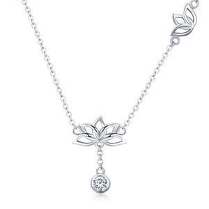 Silver plating Lotus Flower Pendant Necklaces for Women Necklaces Jewelry