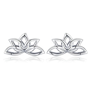 Silver plating Lotus Flower Stud Earrings for Women Lotus Earrings Jewelry