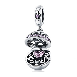 Silver plating Love Gift Box Dangle Ball Charm Pendant Fit Women Charm Bracelet & Necklaces Jewelry