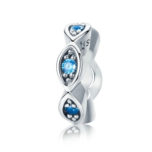 Silver plating Lucky Blue Eye Glittering Spacer Charm Beads Fit Women Bracelet Jewelry
