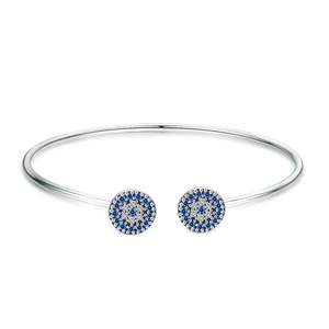 Silver plating Lucky Blue Eyes Blue Women Open Cuff Bangle & Bracelet Jewelry