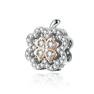 Silver plating Lucky Clover Charm for Women Bracelet & Bangle Paved Charm DIY Fashion Jewelry