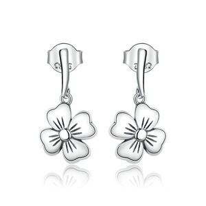Silver plating Lucky Clover Stud Earrings for Women Jewelry