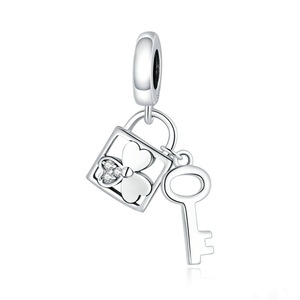 Silver plating Lucky Key Charm for Women Bracelet DIY Jewelry Pendant