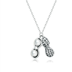 Silver plating Lucky Peanuts Pendant Necklace for Women Family Gifts Jewelry Necklace