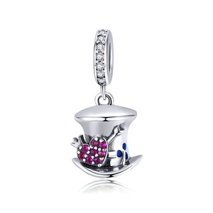 Silver plating Magical Hat Pendant Beads Heart Pave Charms for Bracelet Jewelry