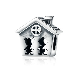 Silver plating Memory of Childhood, Little Boy & Girl Home Beads Fit Charms Bracelet & Bangle Jewelry