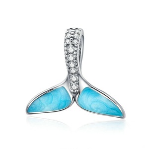 Silver plating Mermaid's Tail Blue Charms Beads Fit Women Necklaces Bracelets Jewelry