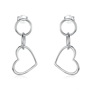 Silver plating Minimalism Style Heart Drop Earrings for Women Style Fine Jewelry