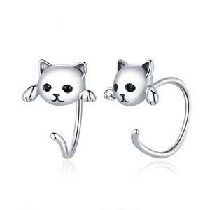 Silver plating Minimalist Cute Tail Stud Earrings for Women Animal Fashion Jewelry