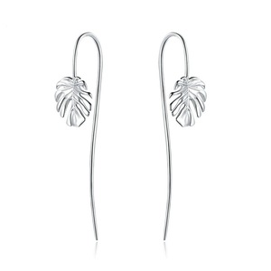 Silver plating Monstera Leaf Stud Earrings for Women Jewelry