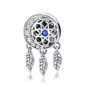 Silver plating Moon Shape Dream Catcher Trendy Charm Beads Fit Charm Bracelets & Necklaces DIY Jewelry