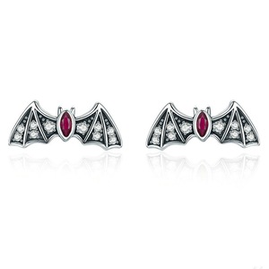Silver plating Mysterious Bat Dazzling Stud Earrings for Women Fashion Earrings Jewelry Gift