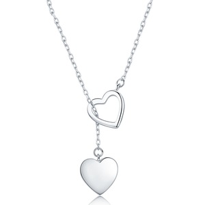 Silver plating Necklace Pendant for Women Double Heart Jewelry