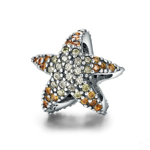 Silver plating Ocean Star Starfish Beads Charm Fit Charm Bracelet Jewelry