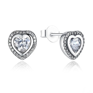 Silver plating One Love Stud Earrings for Women Heart Shape Jewelry