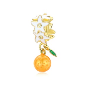 Silver plating Orange Fruit Charm Beads for Bracelet DIY Jewelry Charm