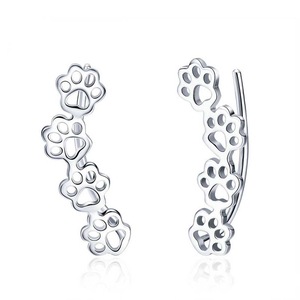 Silver plating Paw Trail Cat and Dog Footprints Stud Earrings for Women Jewelry