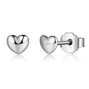 Silver plating Petite Hearts Stud Earrings for Women Female Jewelry